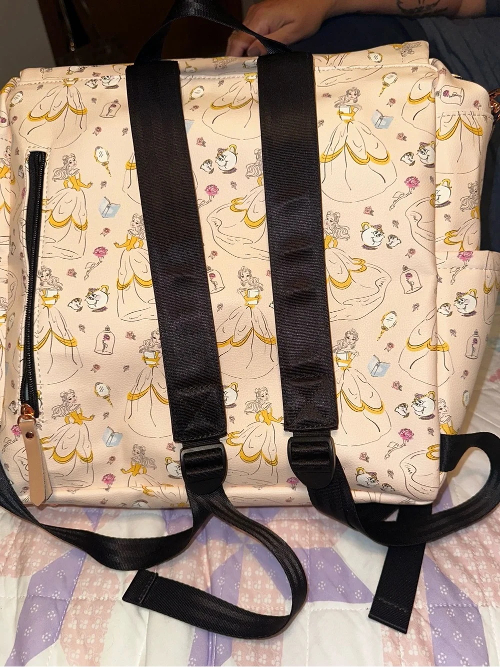 Belle Patterned Diaper Bag - Pink & Gold Accent